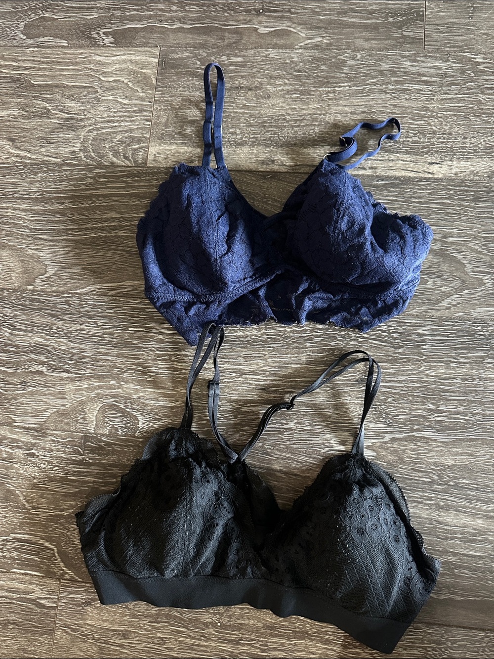 aerie Lace Bralettes in Navy and Black